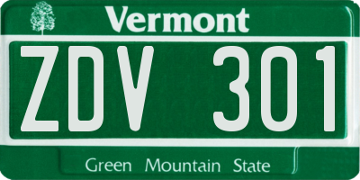 VT license plate ZDV301