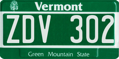 VT license plate ZDV302