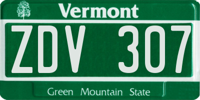 VT license plate ZDV307