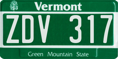 VT license plate ZDV317