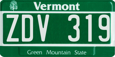 VT license plate ZDV319