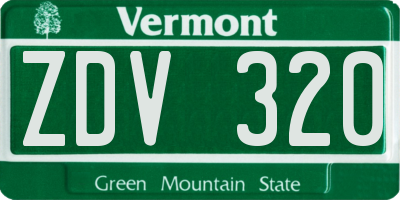 VT license plate ZDV320