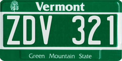 VT license plate ZDV321
