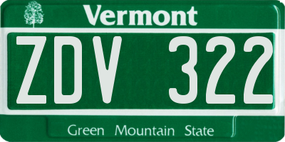 VT license plate ZDV322