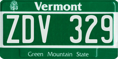 VT license plate ZDV329