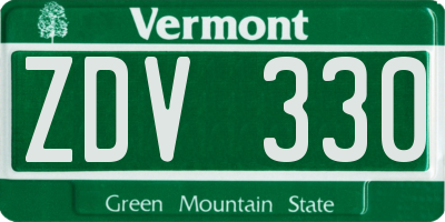 VT license plate ZDV330