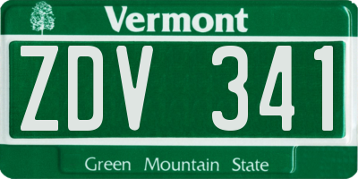 VT license plate ZDV341