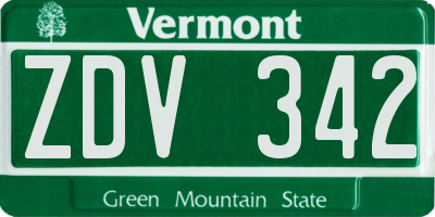 VT license plate ZDV342