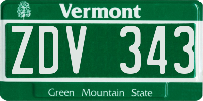 VT license plate ZDV343
