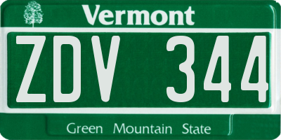 VT license plate ZDV344