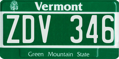 VT license plate ZDV346