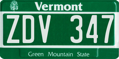 VT license plate ZDV347