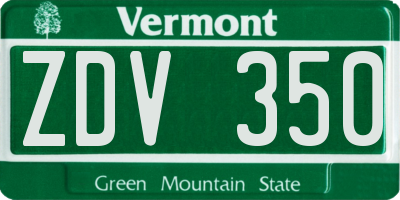 VT license plate ZDV350
