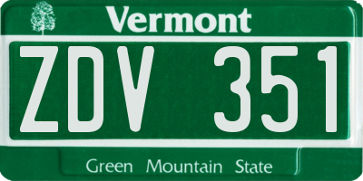 VT license plate ZDV351