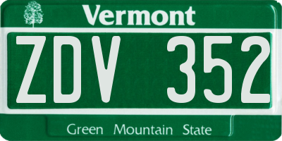 VT license plate ZDV352