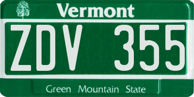 VT license plate ZDV355