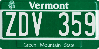 VT license plate ZDV359