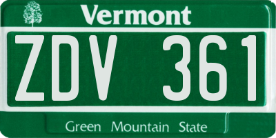VT license plate ZDV361