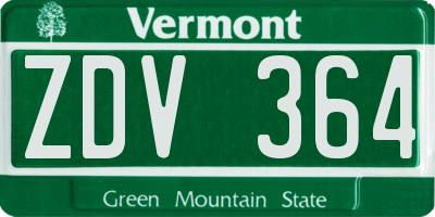 VT license plate ZDV364