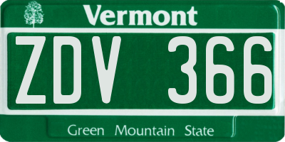 VT license plate ZDV366