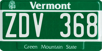 VT license plate ZDV368