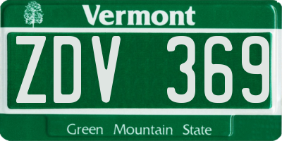 VT license plate ZDV369