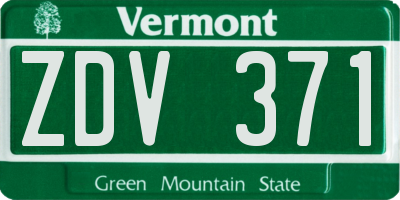 VT license plate ZDV371