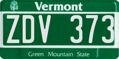 VT license plate ZDV373