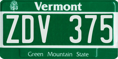 VT license plate ZDV375
