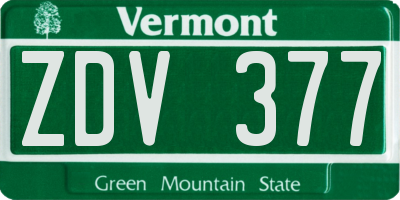 VT license plate ZDV377