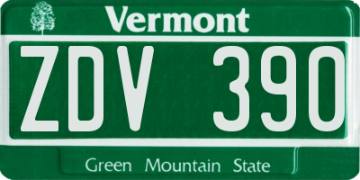 VT license plate ZDV390