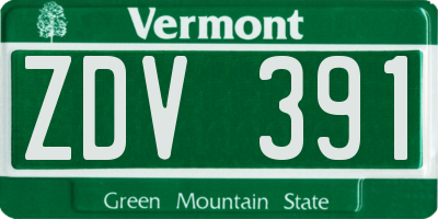 VT license plate ZDV391