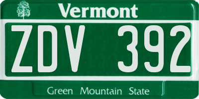 VT license plate ZDV392