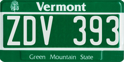 VT license plate ZDV393