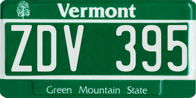 VT license plate ZDV395