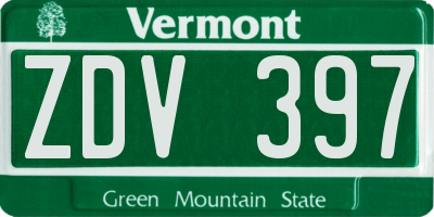 VT license plate ZDV397