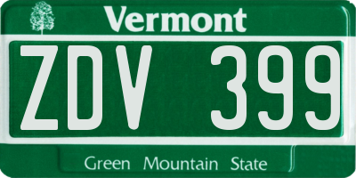 VT license plate ZDV399