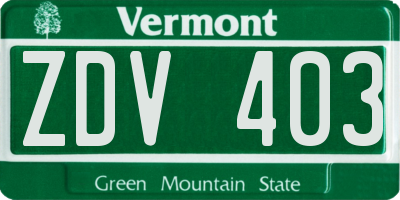 VT license plate ZDV403