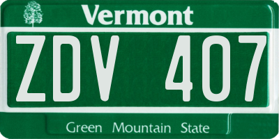 VT license plate ZDV407