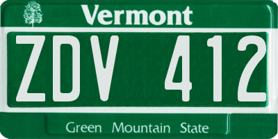 VT license plate ZDV412