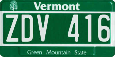 VT license plate ZDV416