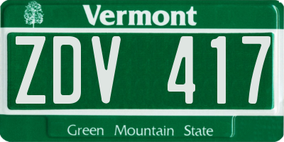 VT license plate ZDV417