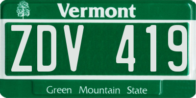 VT license plate ZDV419