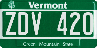 VT license plate ZDV420