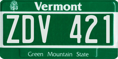 VT license plate ZDV421