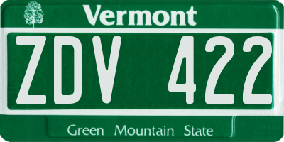 VT license plate ZDV422