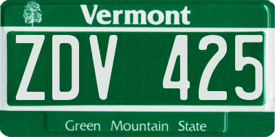 VT license plate ZDV425