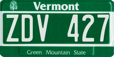 VT license plate ZDV427
