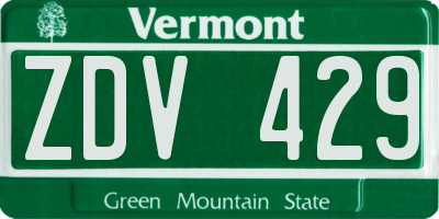 VT license plate ZDV429