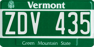 VT license plate ZDV435